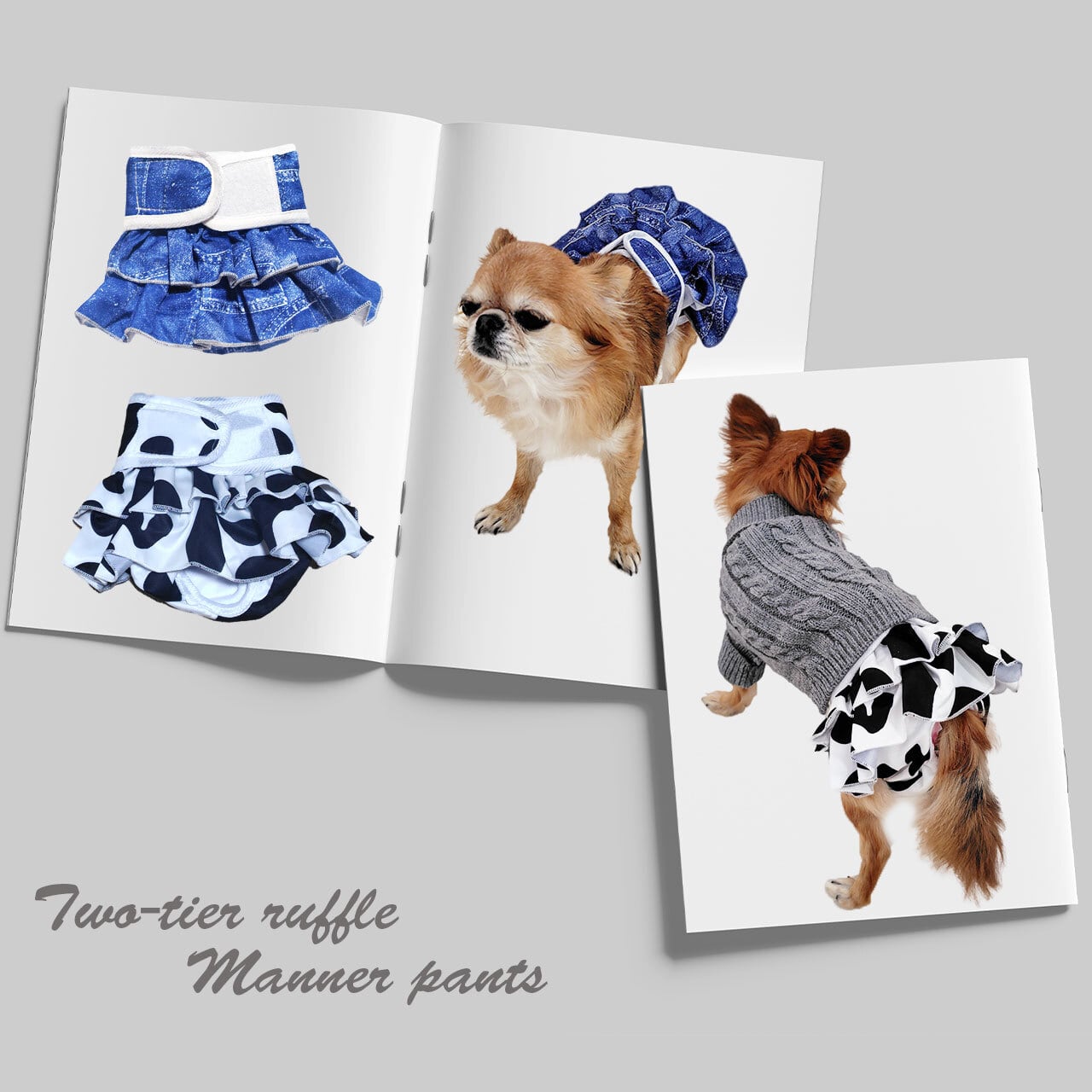 二段フリル布製おむつ マナーパンツ 生理ぱんつ 犬服 ドッグ 二段フリル布製おむつ マナーパンツ 生理ぱんつ 犬服 ドッグ