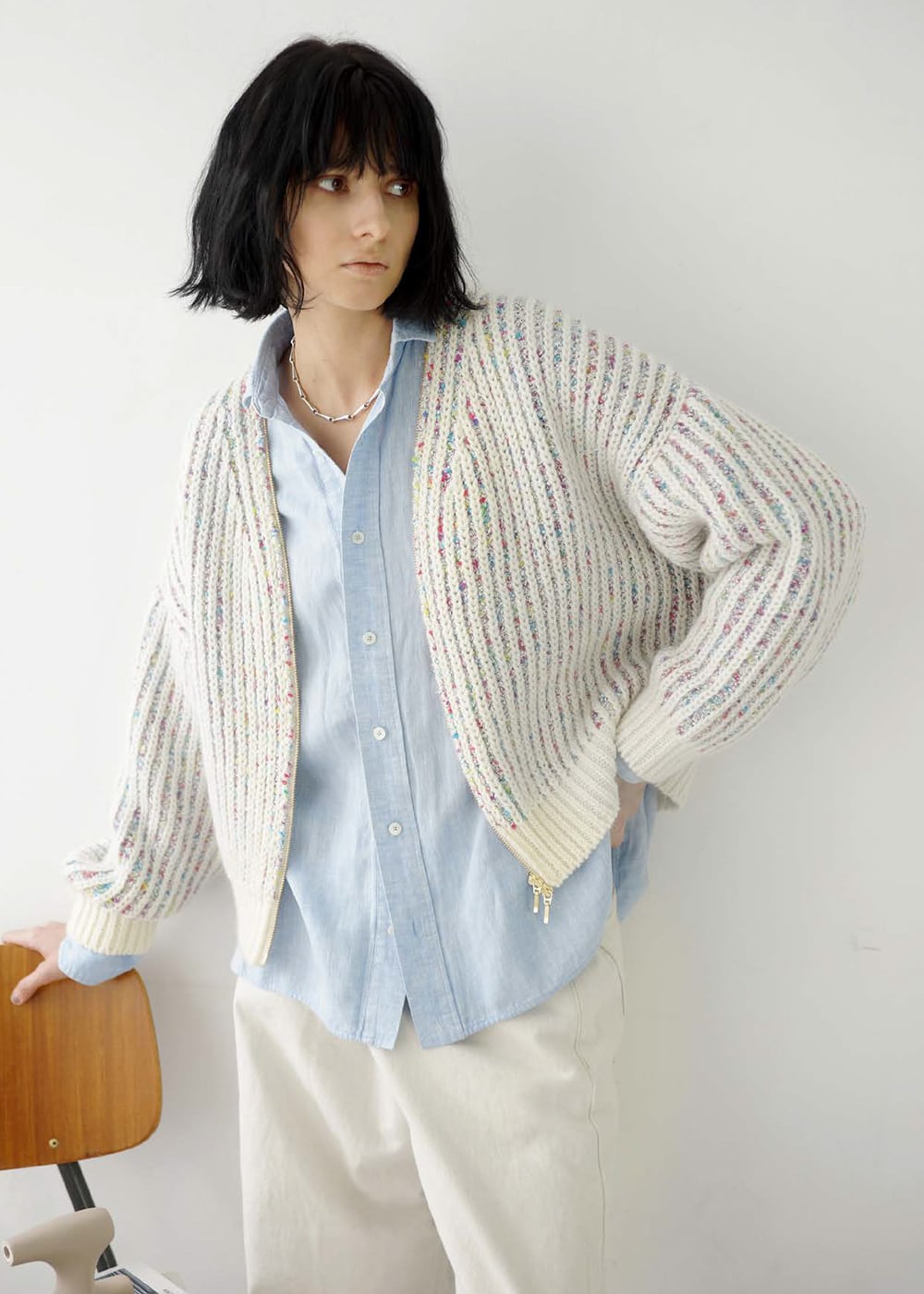 EN'DAY エンデイ フリンジデザイン ジップカーディガン ニット 日本製 Cardigan | EN'DAY｜ニットブランド