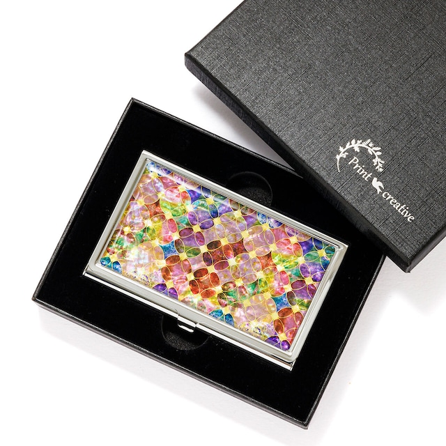 天然貝名刺カードケース（秋桜ファンタジア）螺鈿アート｜ギフト・プレゼントにおすすめ