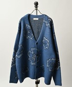 many men many mind Mohair-touch double jacquard all-over print cardigan (flower) M2521000