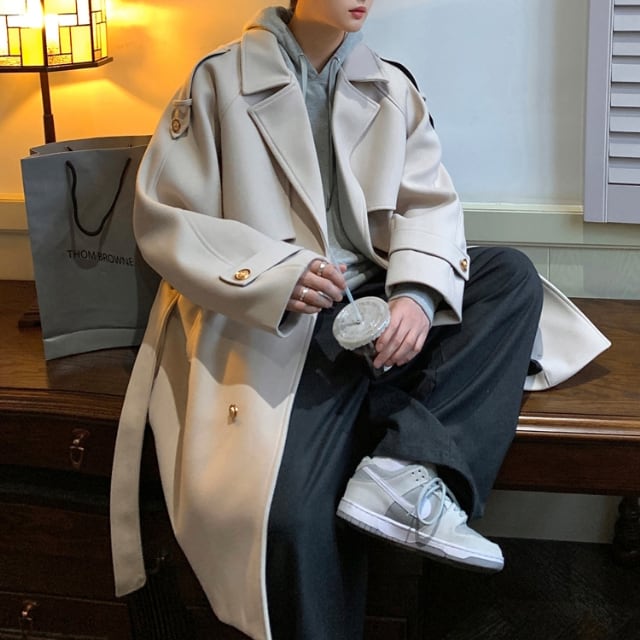 【予約販売】コート チェスターコート アウター ミドル丈 シンプル ビジネス 防寒 メンズ ブラック/グレー/オフホワイト 男前 シック 防寒 お洒落 こなれ感 ベーシック 秋冬 大きいサイズ M/L/XL/2XL