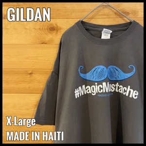 【GILDAN】Tシャツ ヒゲ 髭 magicmustache ロゴ バックプリント XL ビッグサイズ  US古着