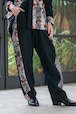 24SS Flower lace line comfortable summer wool pants