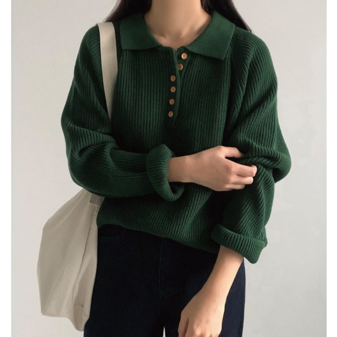 ルーズカラーニットトップス 12062