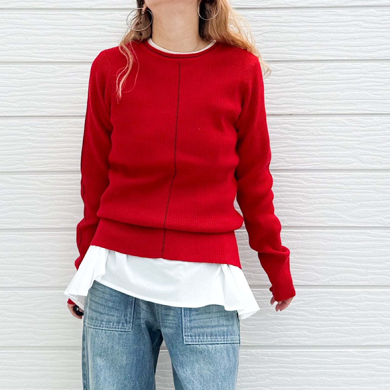 やわもちラインクルーネックプルオーバー