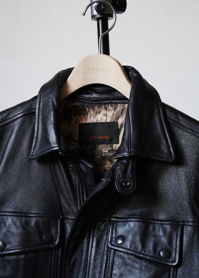 90’s TETE HOMME double zip sheep leather jacket