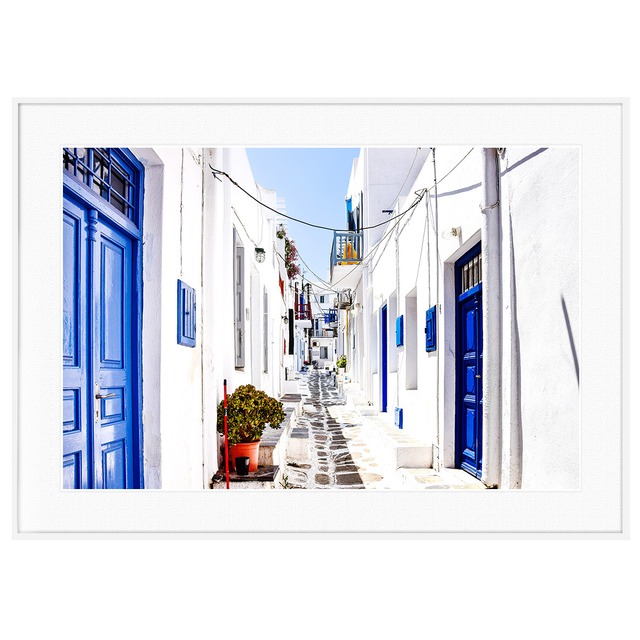 ギリシャ 風景写真 ミコノス島インテリアアートポスター額装 AS1425