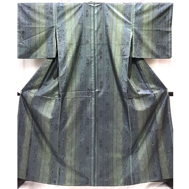 着物・紬・小紋柄・青系地・No.200701-2127・梱包サイズ80