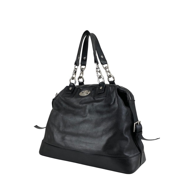 CELINE セリーヌ ハンドバッグ ブラック トリオンフ レザー プレートロゴ vintage ヴィンテージ オールド 5y5pjn