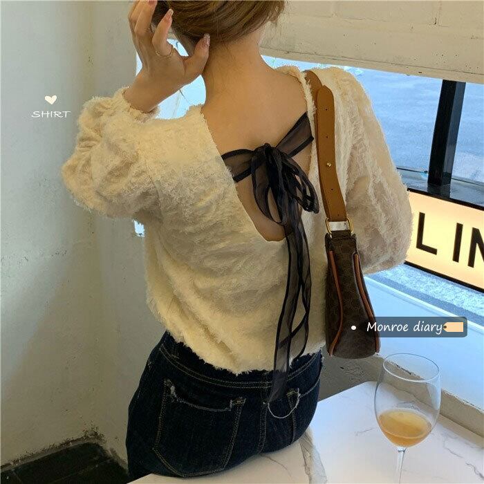 スタンダードホワイトシャツ レディースルーズスプリングトップス ロング レトロ 春物 モンロー74484362924