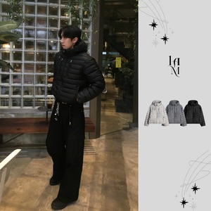 Lightweight Cropped Hooded Puffer Jacket (3color)