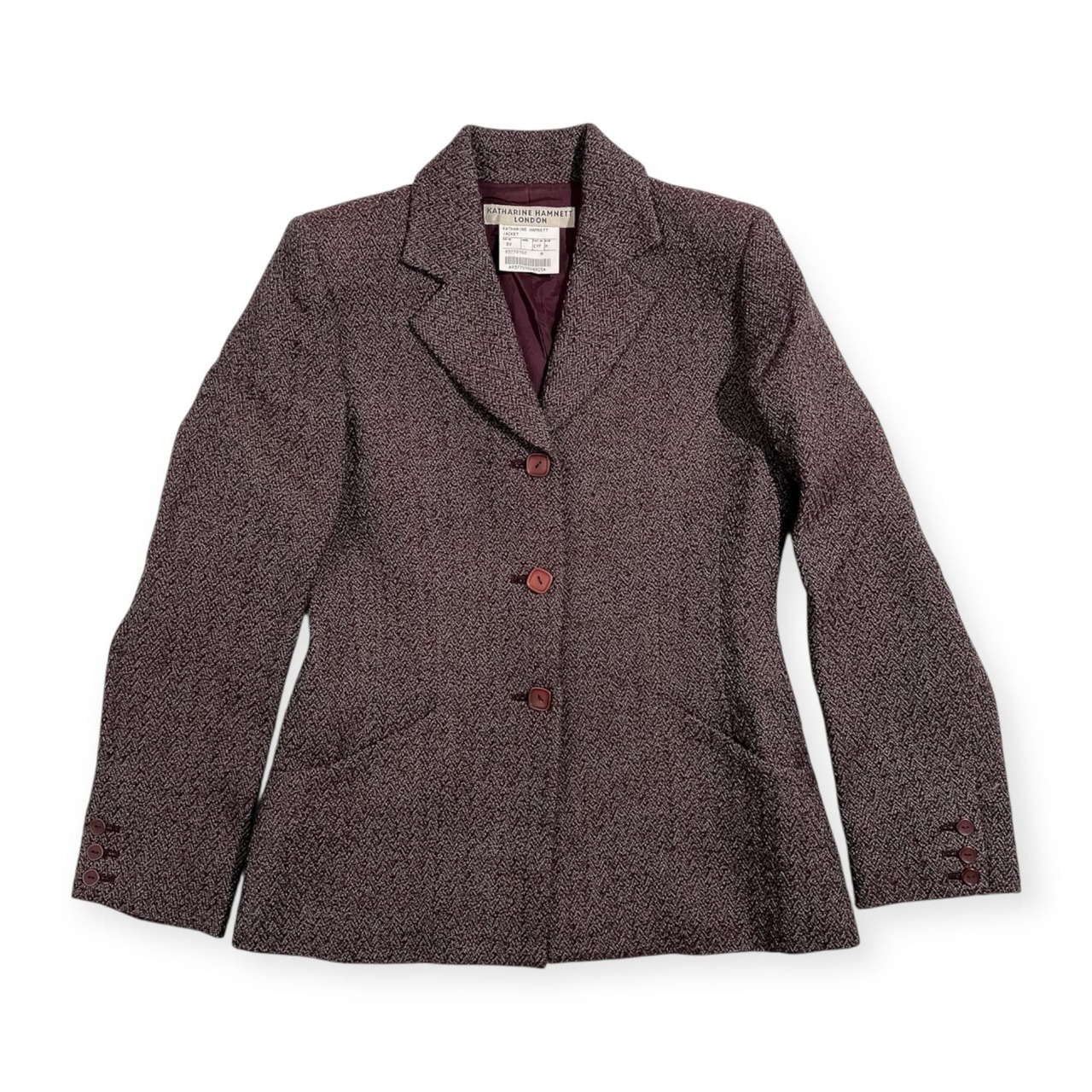 00s KATHARINE HAMNETT LONDON キャサリンハムネット ロンドン ツイード 3B ジャケット サイズ M /オールド/レディース