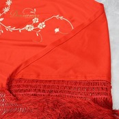 フラメンコ 衣装 シージョ ピキージョ レッド系 赤 刺繍 花柄 フレコ フリンジ トライアングル ダンス パーティ 発表会 スカーフ フラメンコ用品 衣装小物 ステージ衣装 差し色 華やか 柄物 花刺繍 ダンス衣装 舞台衣装 かわいい