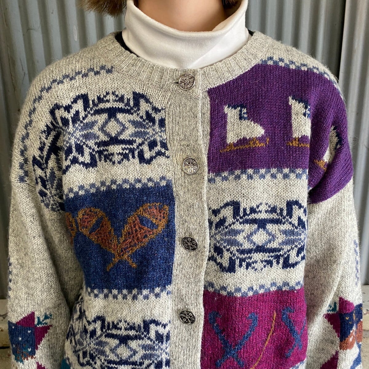 90年代 Woolrich ウールリッチ ノルディック柄 ウールニットセーター