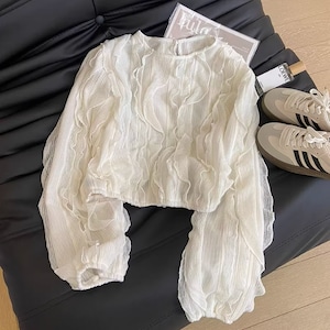 フリルデザインショートトップス　A3562