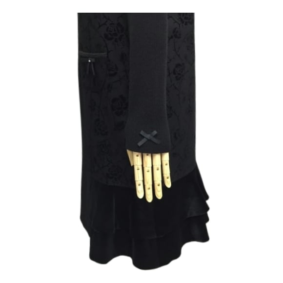 スーパービューティー ワンピース フロッキープリント 裾フリル ベロア