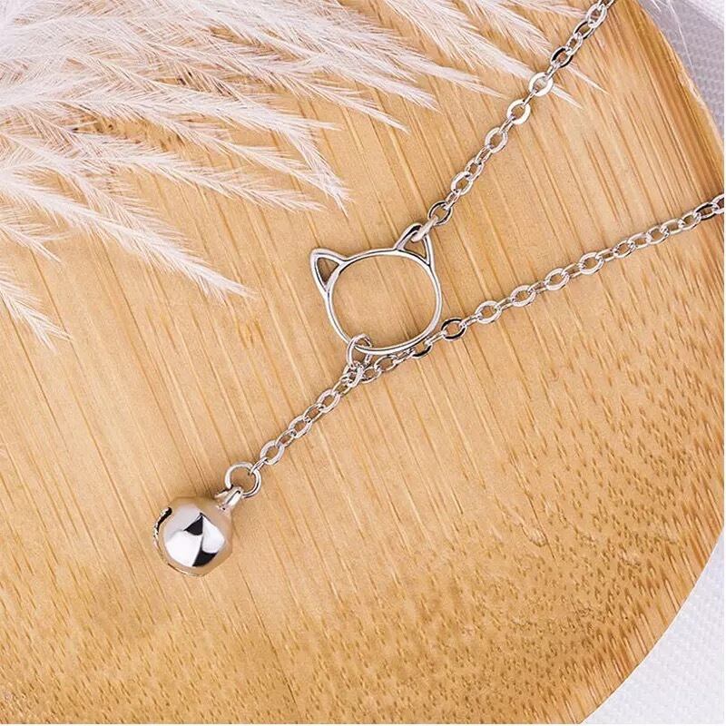【送料無料】silver 猫と鈴モチーフチェーンネックレス