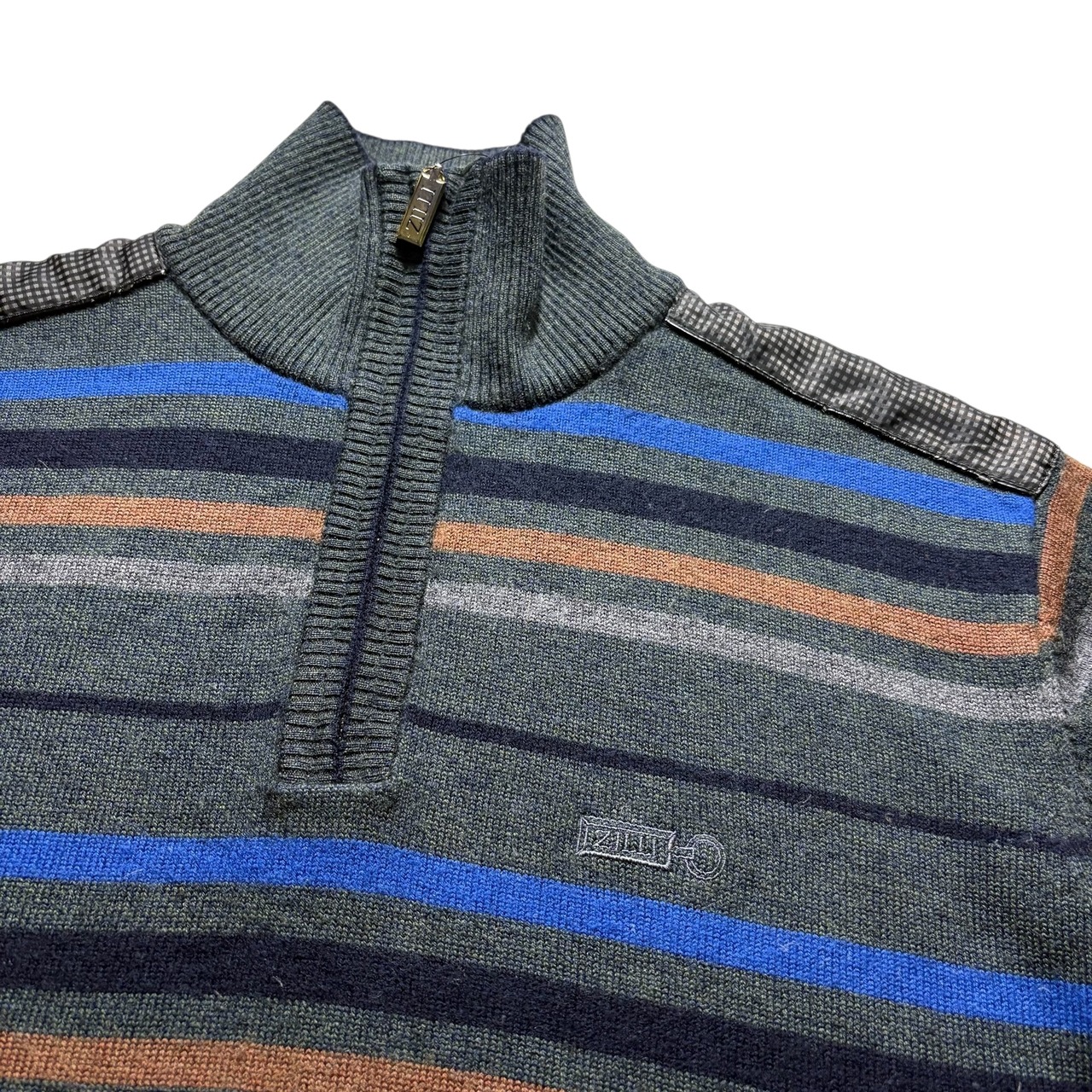ZILLI shoulder patch half zip sweater