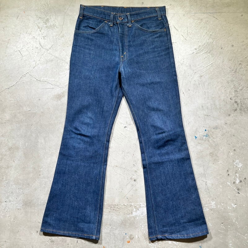 70's Levi's リーバイス 646-0917 ベルボトムデニム フレア ブーツカット 濃紺 オレンジタブ スモールe 刻印552 42TALON コットンポリ 79年 W32 USA製 グッドコンディション 希少 ヴィンテージ BA-1971 RM2390H