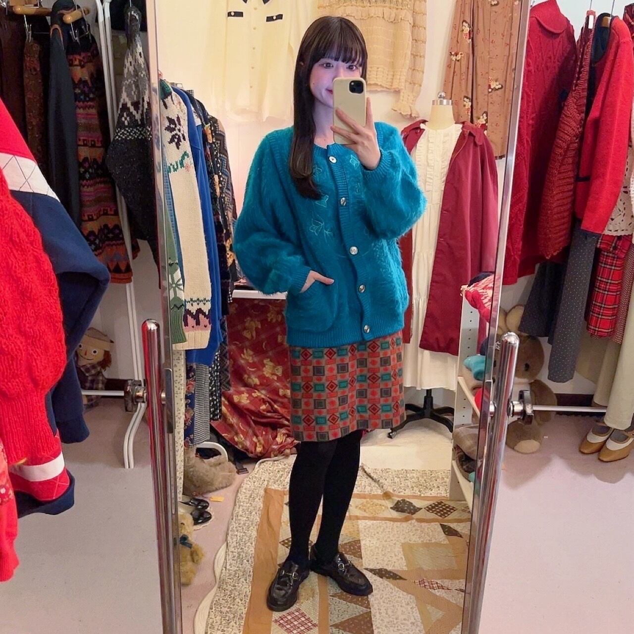 geometric pattern jacquard skirt