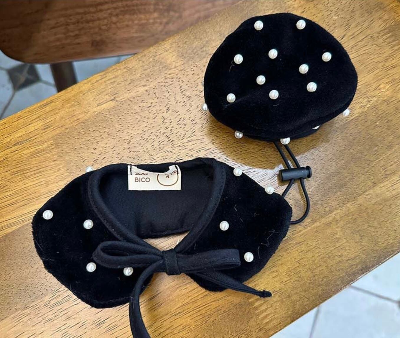 《予約》№Z0220 ベロアパールベレー帽&ケープ