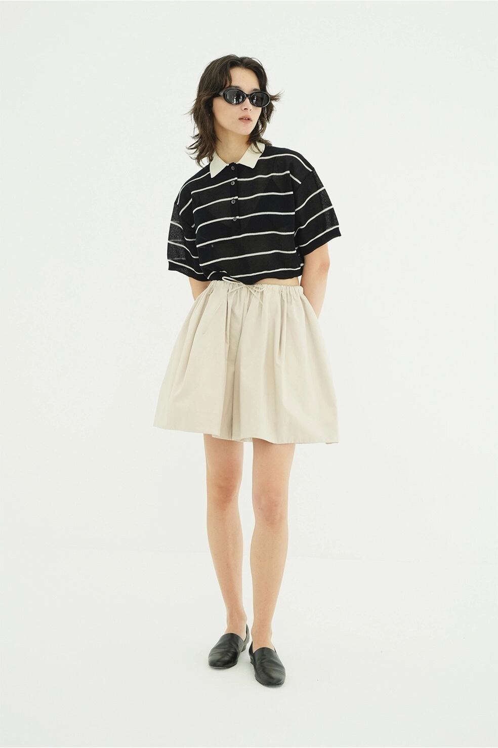CLANE(クラネ) SPONGY SHEER POLO KNIT TOPS NAVY | サウスオレンジ