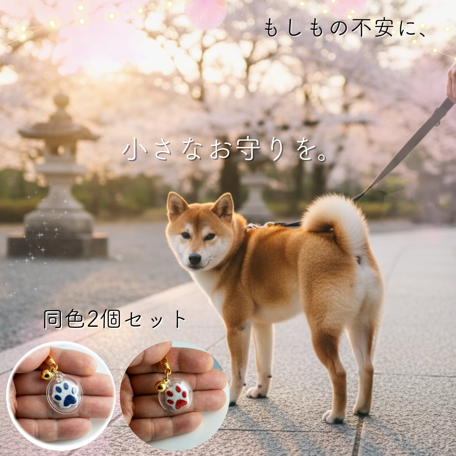 健康祈願 ペット御守 2個セット｜交通安全 肉球チャーム 防水