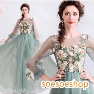 ★送料無料★9号(M)★チュールロング丈パ－ティ－ドレス[OPN2801]