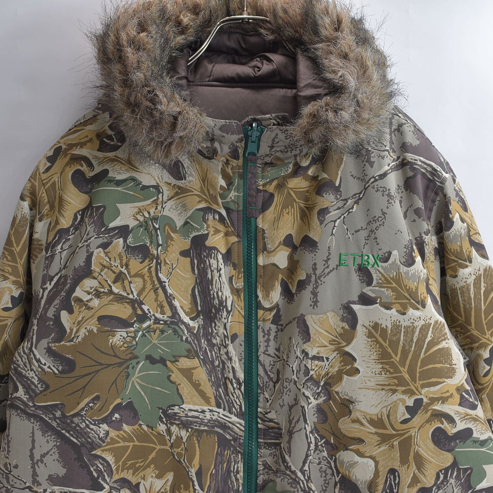 ETBX リアルツリーカモ 迷彩柄 リバーシブル パデット ジャケット ジャンパー アウター 枯葉柄 カモフラージュ ハンティング 中綿入り 古着 メンズL相当