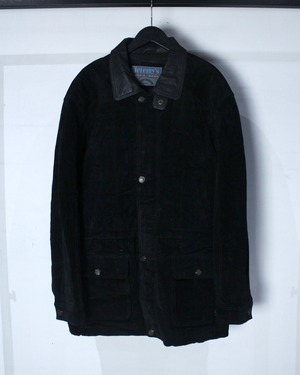 【Caka BLACK】Suede Leather Vintage Coverall Jacket