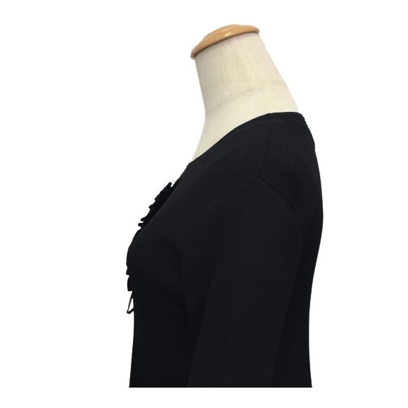 スーパービューティー チュニック 胸元ビジューリブ編みブラック 大人