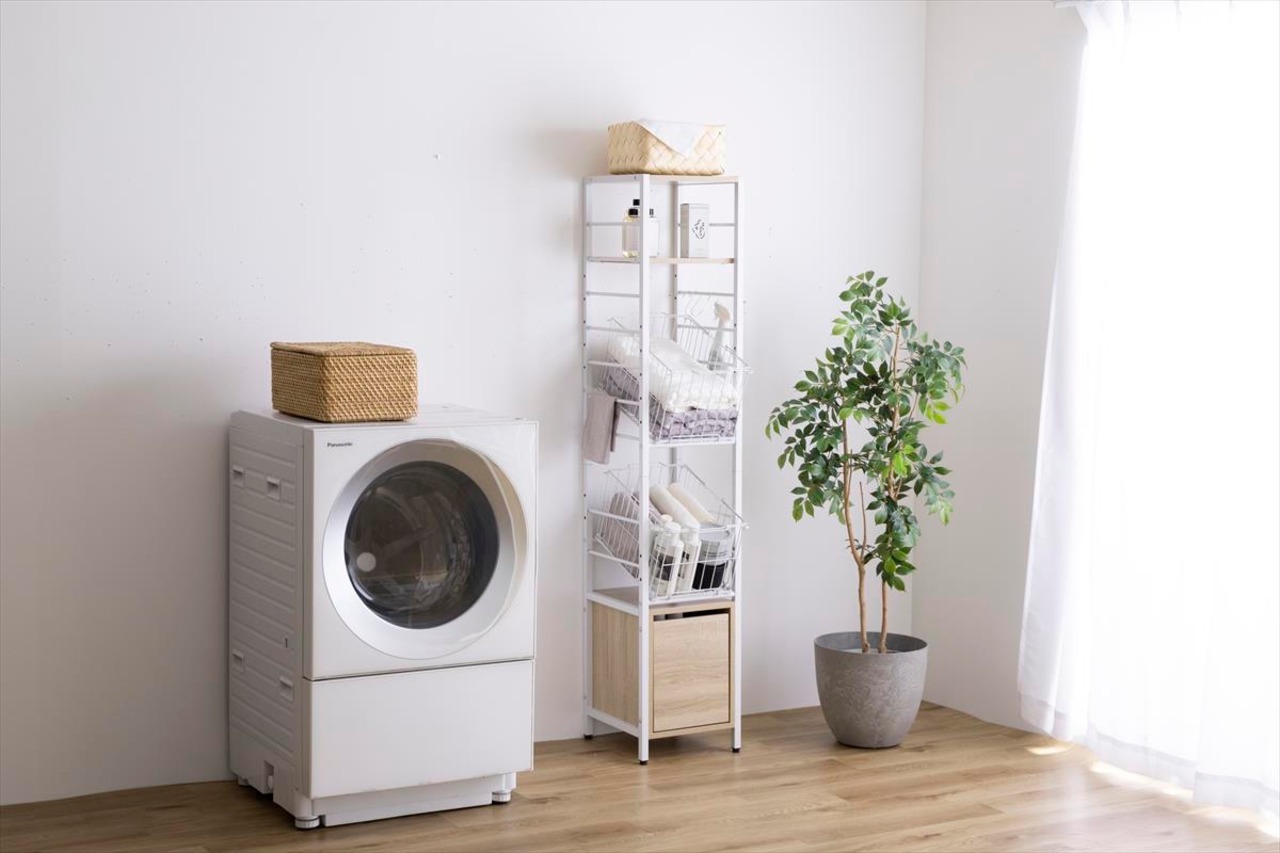 【幅32cm】Sally 引き出し付きランドリーバスケット ハイタイプ