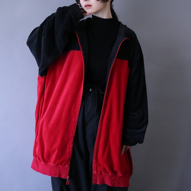 "KING SIZE" XXXL super over silhouette bi-color velours track jacket