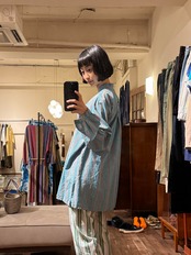 グリーンストライプフィッシャーマンシャツ