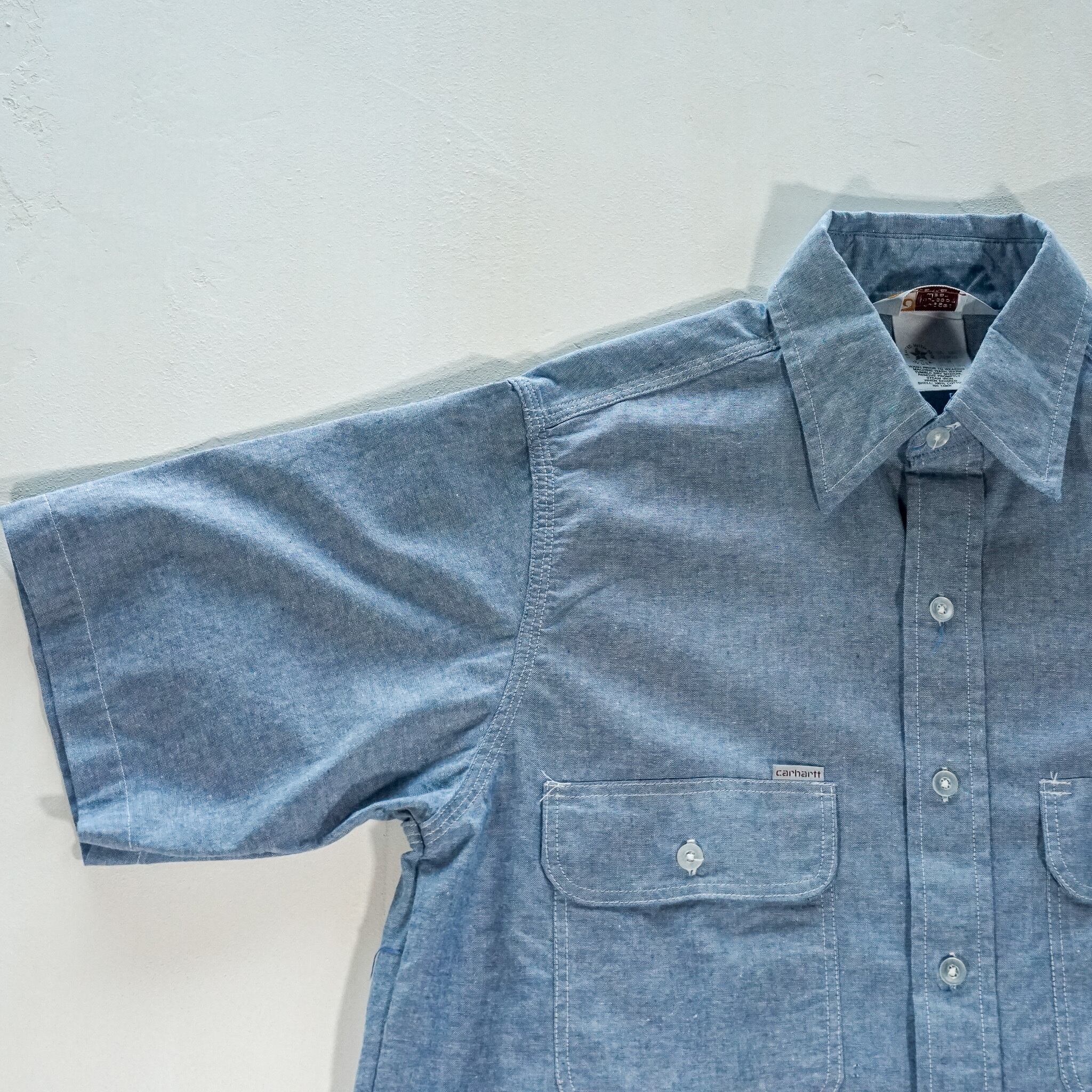 【USA製】Carhartt カーハート シャンブレーシャツ 半袖 M アメリカ製