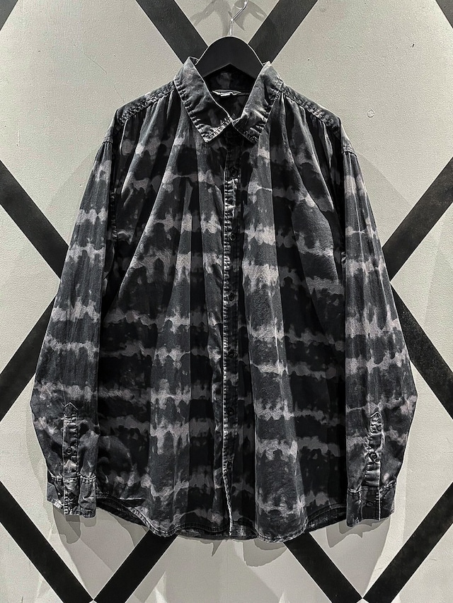 【X VINTAGE】Bleached Design Vintage Loose L/S Shirt