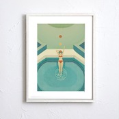 Summer Dive｜爽やかなブルーが広がるモダンアートポスター｜夏の開放感とリゾートムードを纏う洗練インテリアA4ポスター