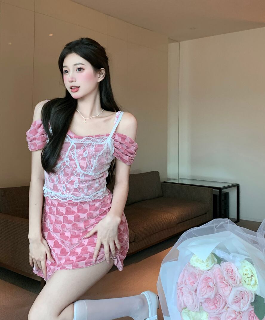 フローラルドレス サマースタイルショートスカート 大人ガーリー スウィート キュート カジュアル 夏物 花柄 ピュア ブラックストロベリース65958199420