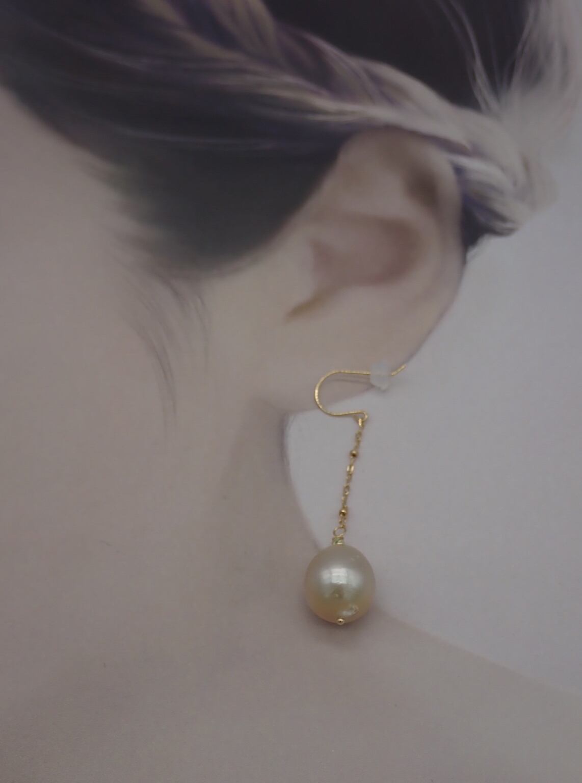 タヒチ産ゴールデンパール/18goldピアス
