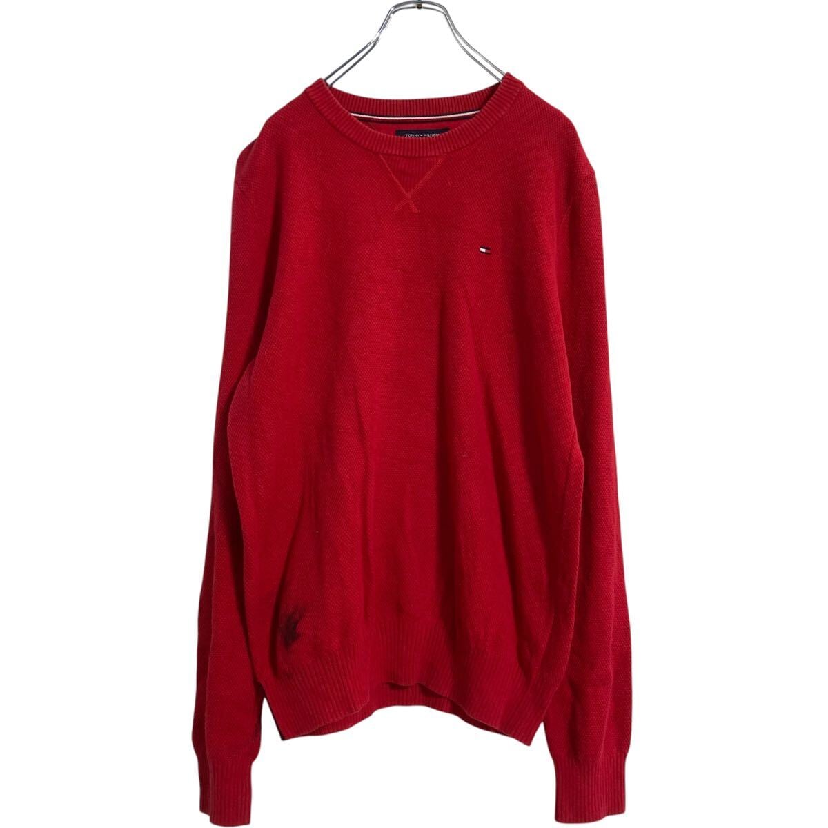 TOMMY HILFIGER コットンニット セーター M レッド トミーヒルフィガー