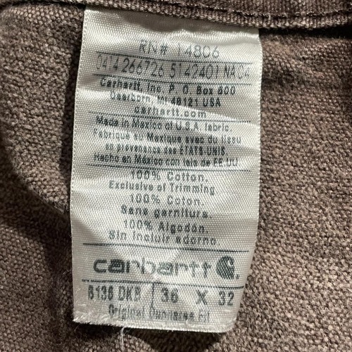 USA生地製 ダークブラウン ダブルニー Carhartt B136 36×32 詳細写真11