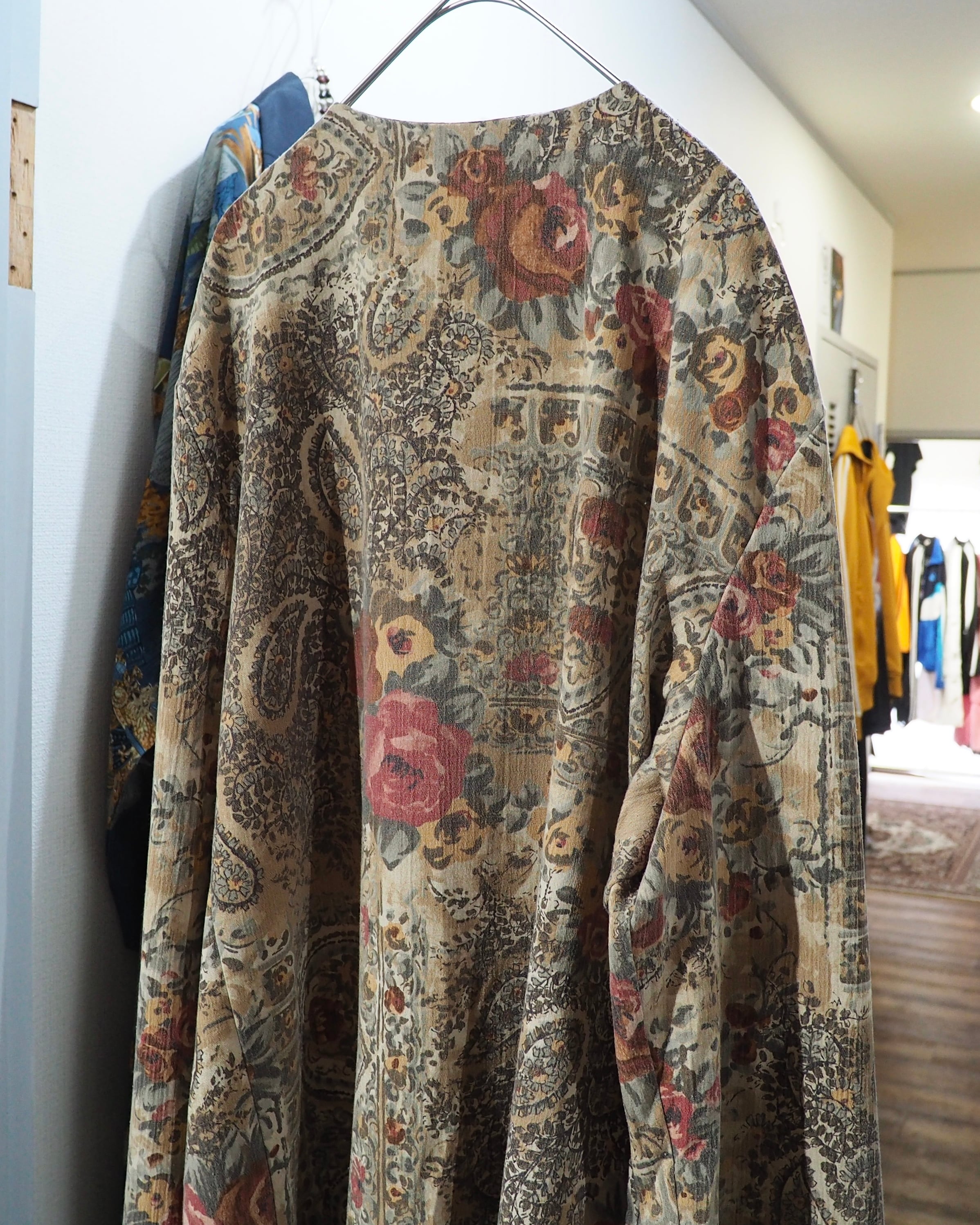 1980 - 90s " Made in USA " Beautiful Flower × paisley pattern vintage No collar jacket