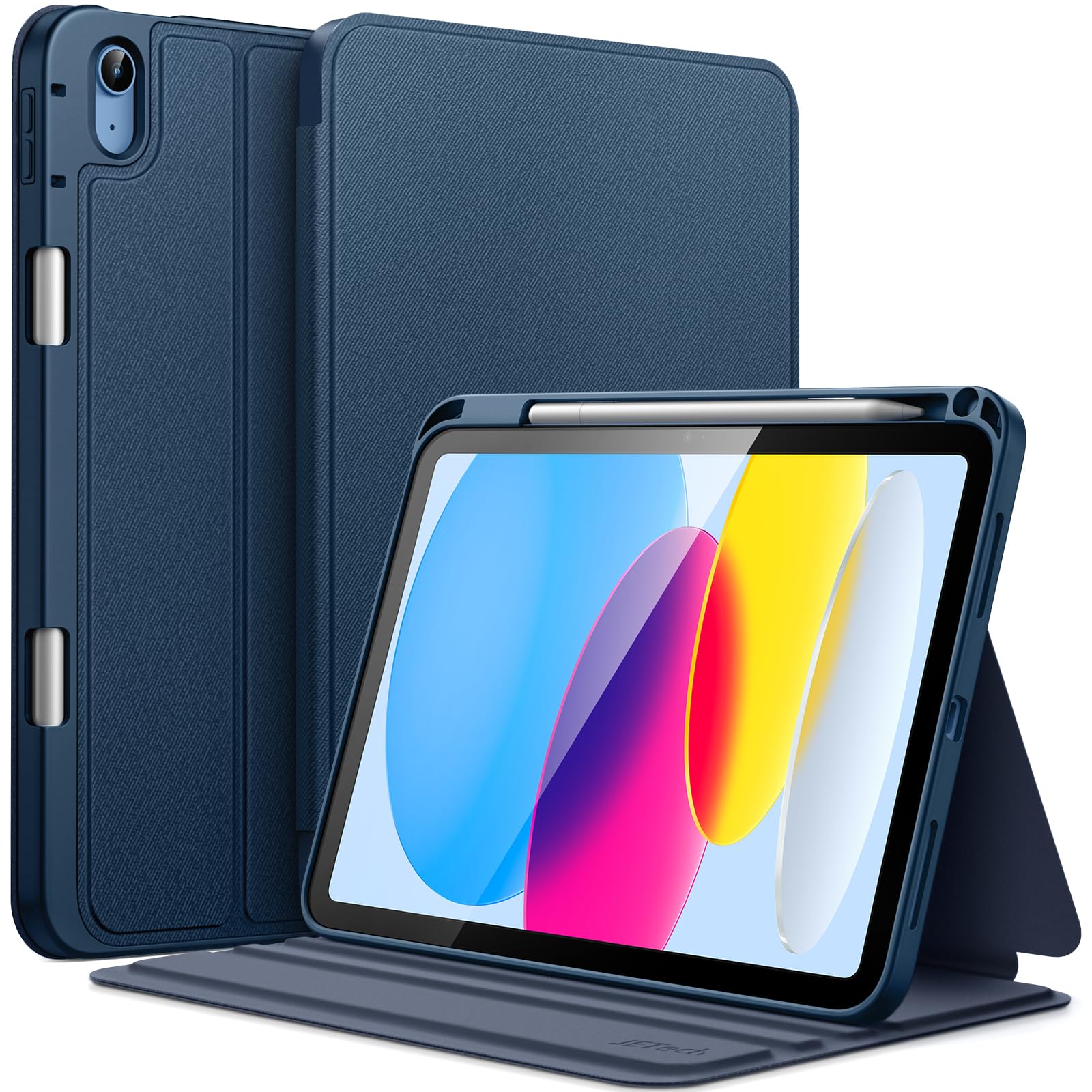 JETech iPad (A16) 第11/10世代用 ケースカバー (ネイビー)