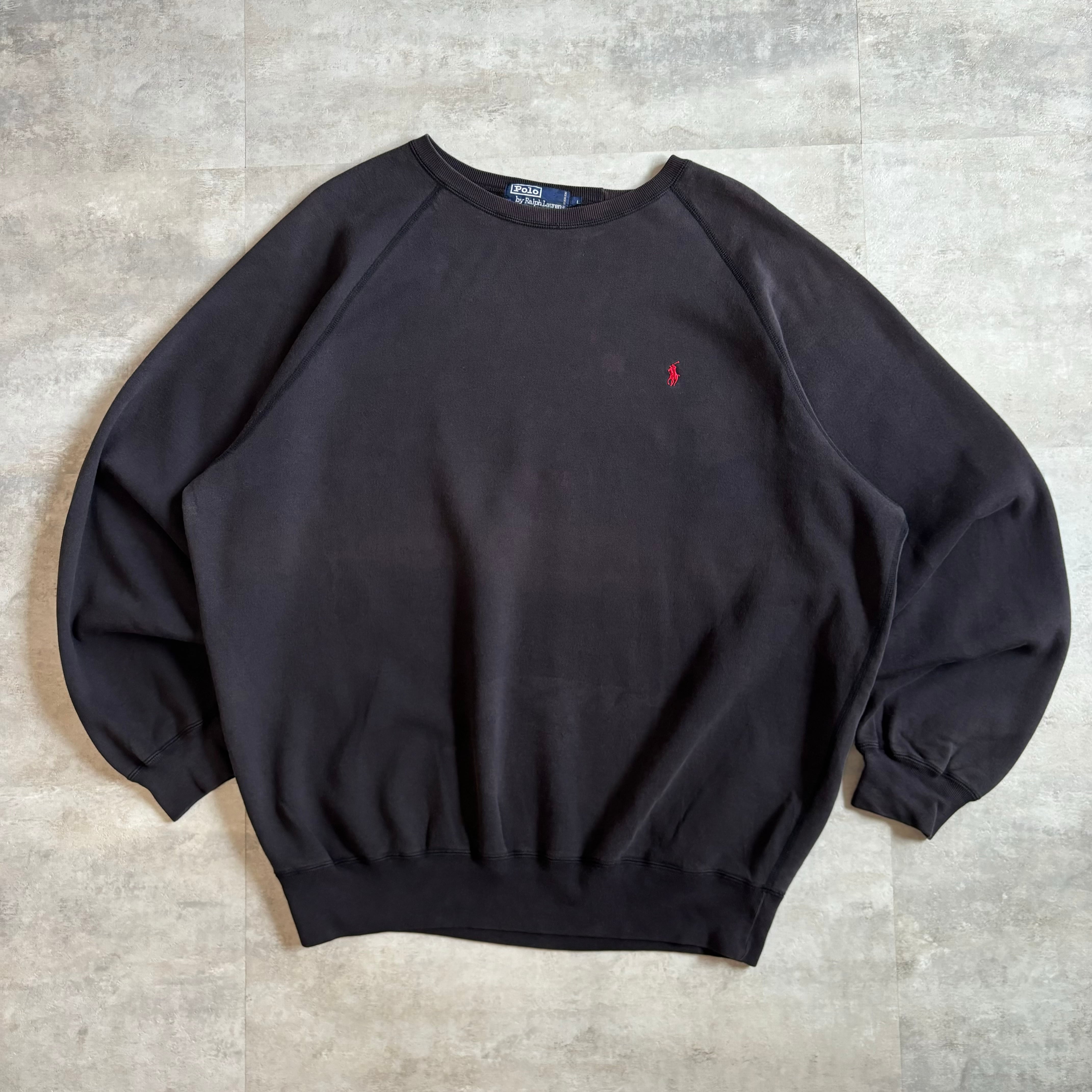 《L》Polo by Ralph Lauren ポロバイラルフローレン スウェット ラグランスリーブ ブラック no.4062