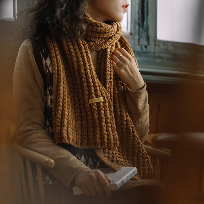 eseスカーフニット太い糸カップルワッフル無地スカーフ暖かいインレトロ長い秋と冬の野生 ドリームホーストラベル婦人服44040543010