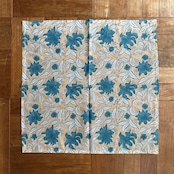 No.72 | インドの木版染めハンカチ | イエロー 青花