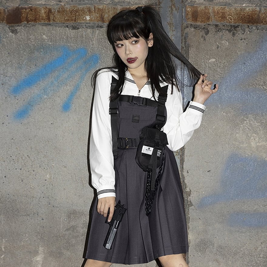 サブカル 服 地雷系 通販 JSK JK制服 パンク プリーツスカート 闇かわいい