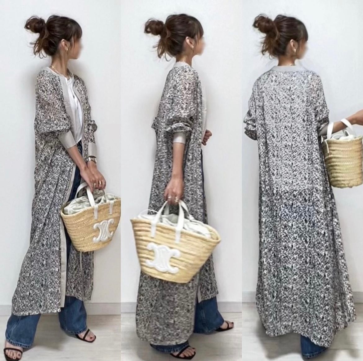 2color / ジャガード小花柄シャツワンピース