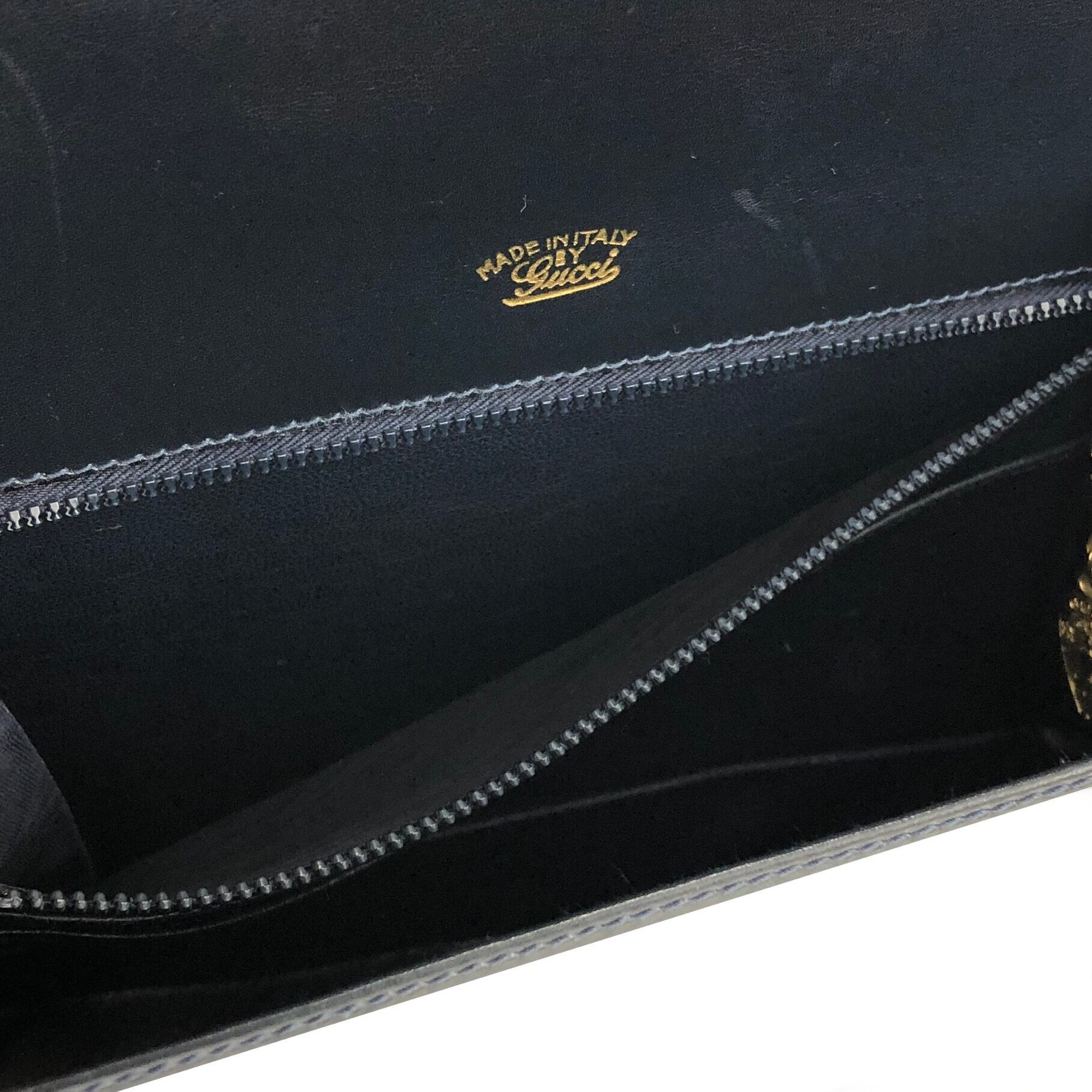 GUCCI グッチ GGモチーフ レザー ショルダーバッグ ネイビー vintage