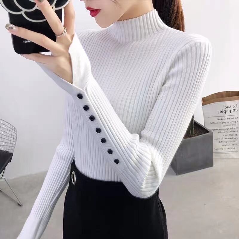 袖ボタン リブタートルニット　AJ111-561